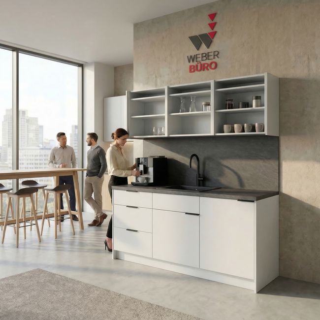 CULINART Büroküche  | 1800 x 2100 mm, Schubladen, Schränke & Kompositspüle