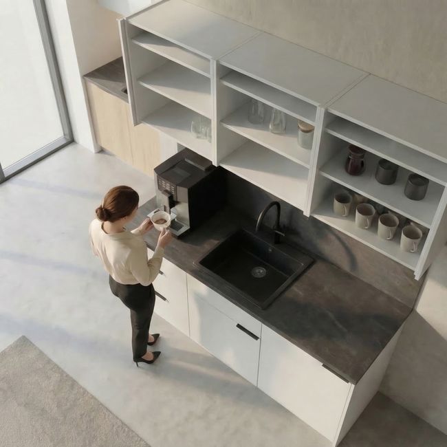 CULINART Büroküche  | 1800 x 2100 mm, Schubladen, Schränke & Kompositspüle