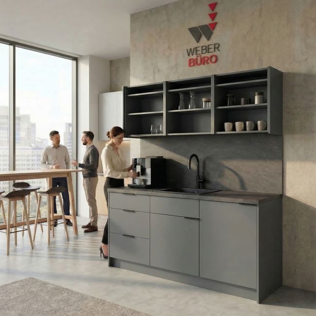 CULINART Büroküche  | 1800 x 2100 mm, Schubladen, Schränke & Kompositspüle