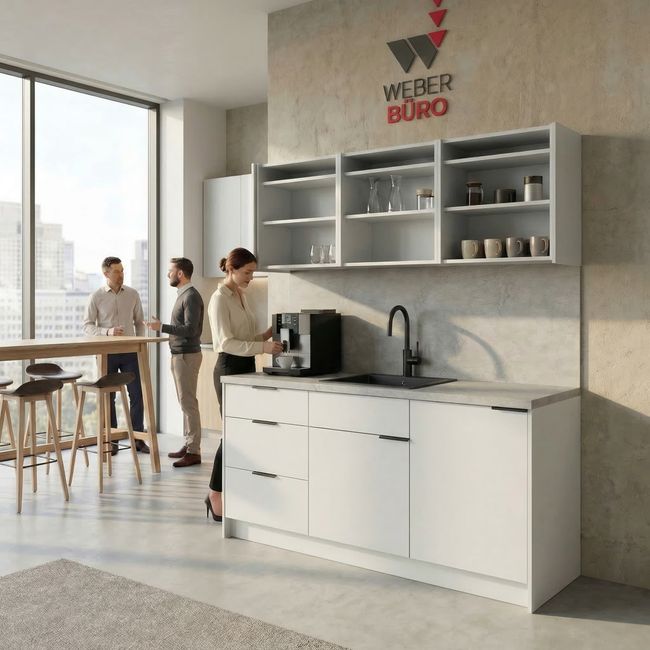 CULINART Büroküche  | 1800 x 2100 mm, Schubladen, Schränke & Kompositspüle