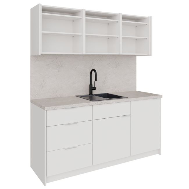 CULINART Büroküche  | 1800 x 2100 mm, Schubladen, Schränke & Kompositspüle CULINART Büroküche  | 1800 x 2100 mm, Schubladen, Schränke & Kompositspüle