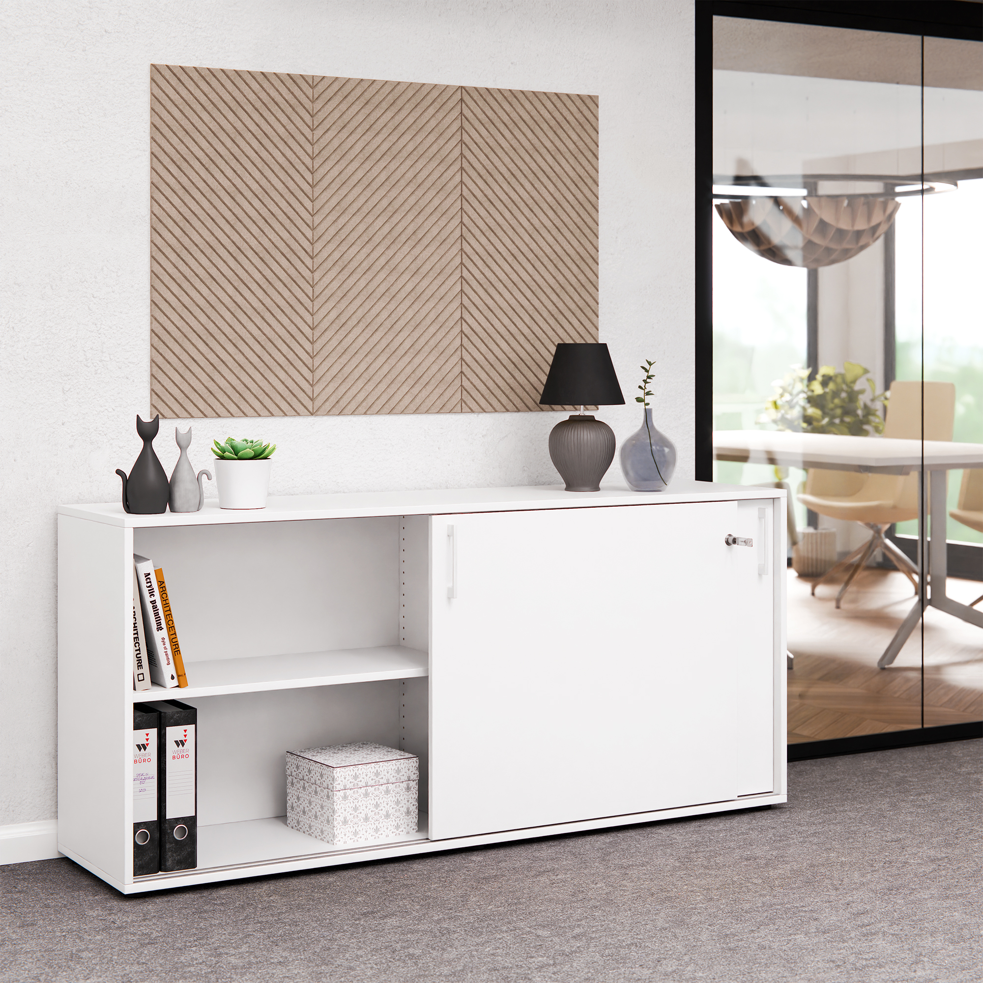 CHOICE Schiebetürenschrank | 2 OH, 1600 x 740 mm, Weiß - 2 Main Image