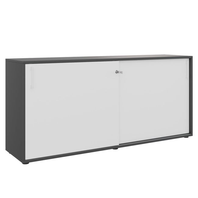 CHOICE Schiebetürenschrank | 2 OH, 1600 x 740 mm, Anthrazit / Weiß