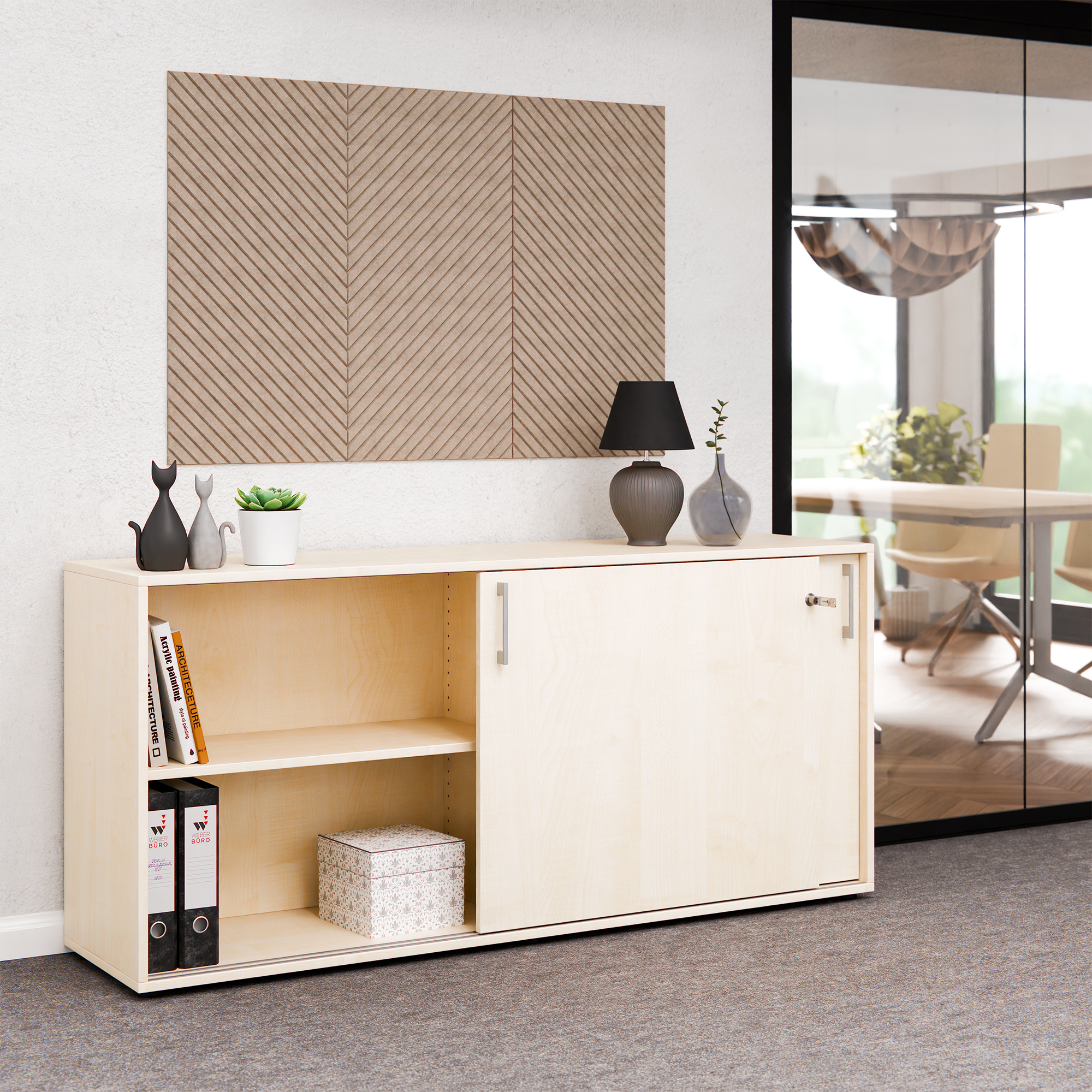 CHOICE Schiebetürenschrank | 2 OH, 1600 x 740 mm, Ahorn - 2 Main Image