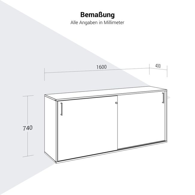 CHOICE Schiebetürenschrank | 2 OH, 1600 x 740 mm, Ahorn