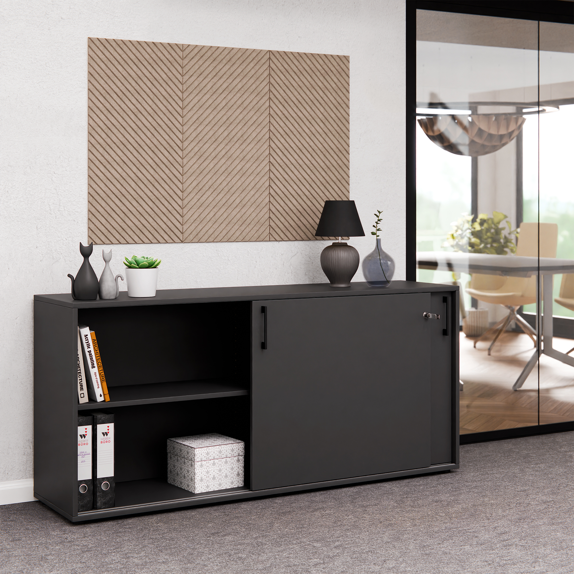 CHOICE Schiebetürenschrank | 2 OH, 1600 x 740 mm, Anthrazit - 2 Main Image