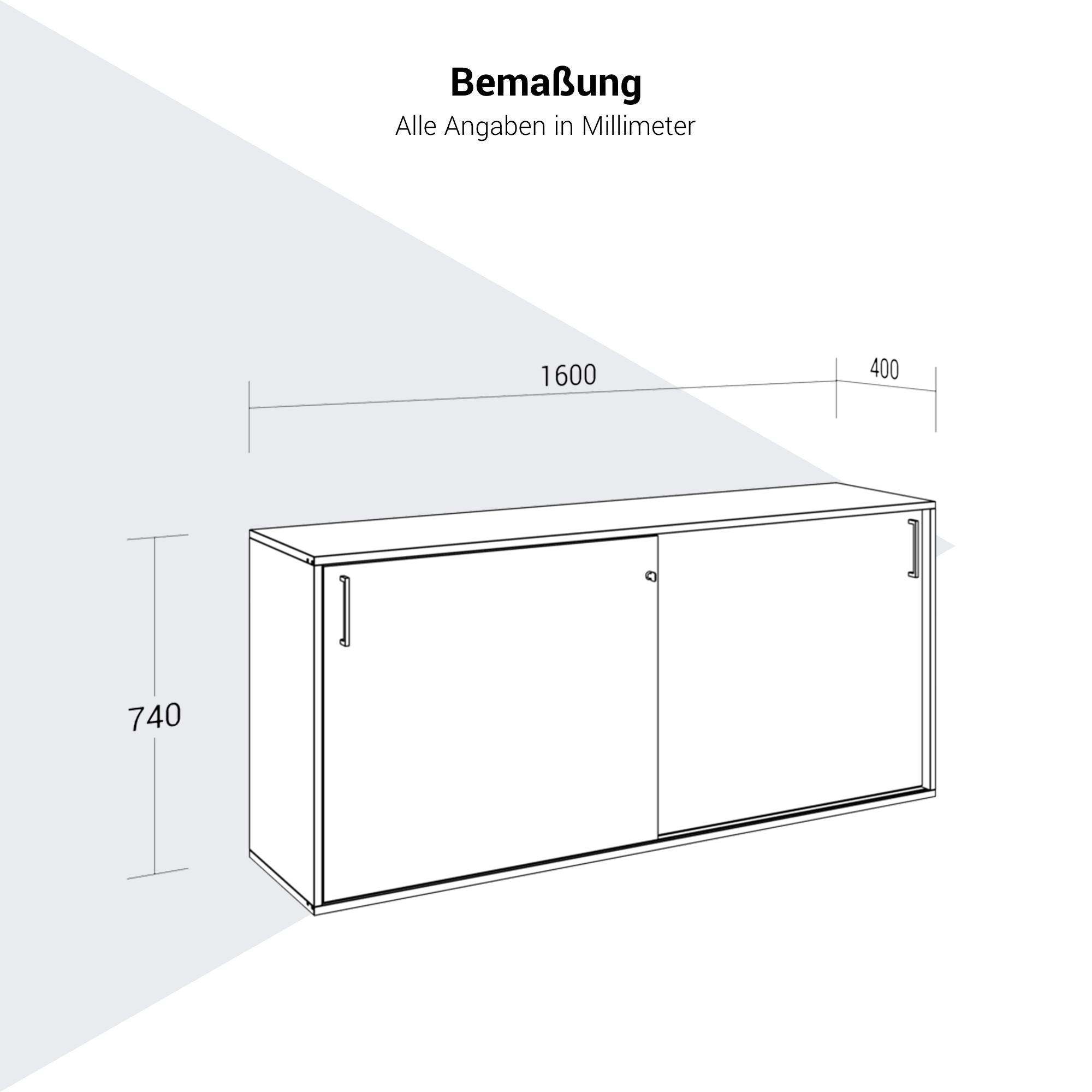 CHOICE Schiebetürenschrank | 2 OH, 1600 x 740 mm, Perlgrau - 11 Main Image