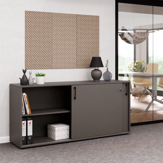 CHOICE Schiebetürenschrank | 2 OH, 1600 x 740 mm, Cubanitgrau