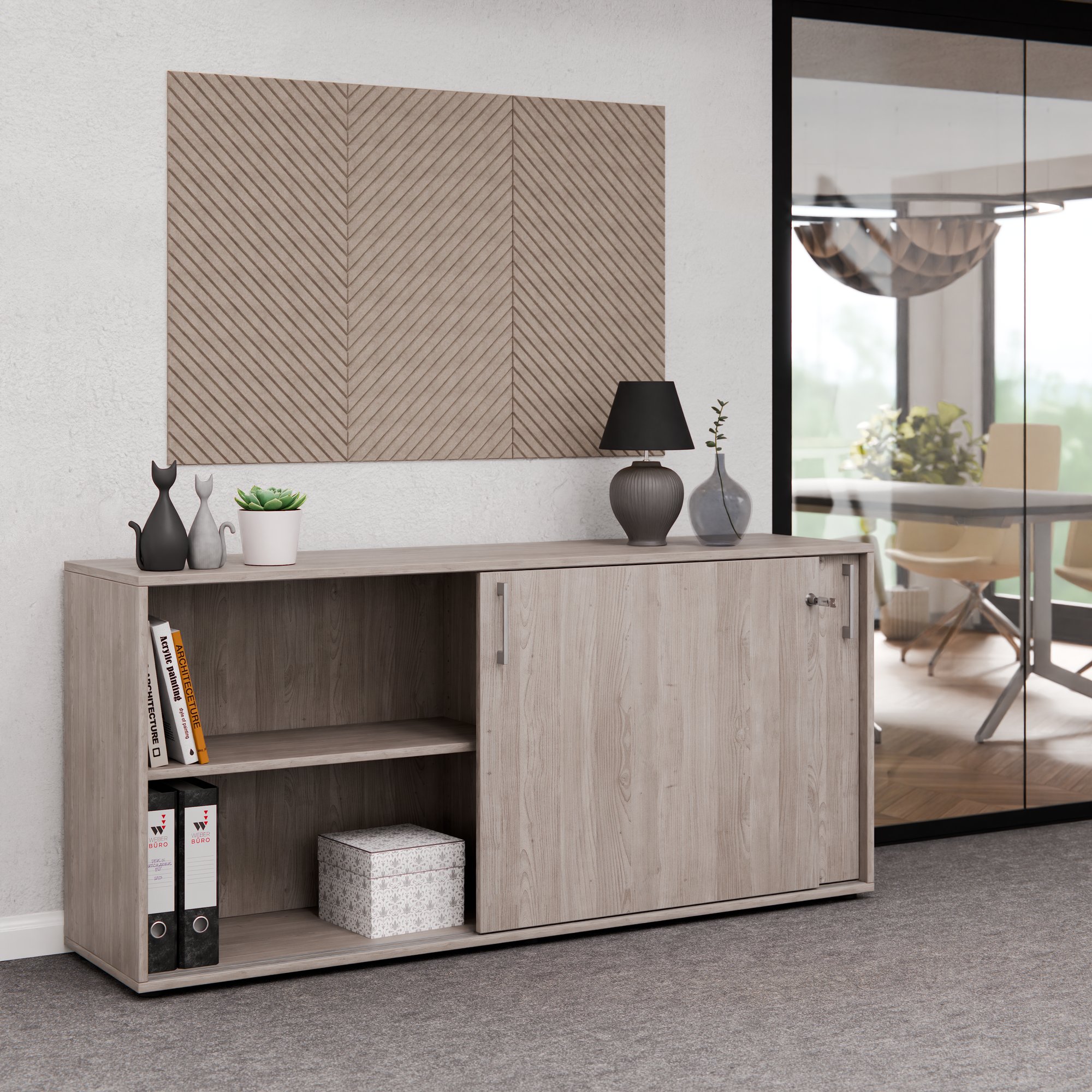 CHOICE Schiebetürenschrank | 2 OH, 1600 x 740 mm, Nordeiche grau - 2 Main Image
