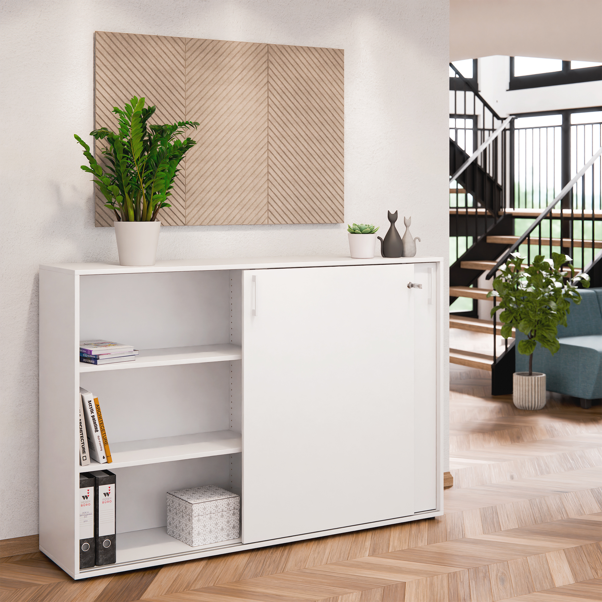 Armoire à portes coulissantes CHOICE | 3 OH, 1600 x 1095 mm, blanc - 2 Main Image