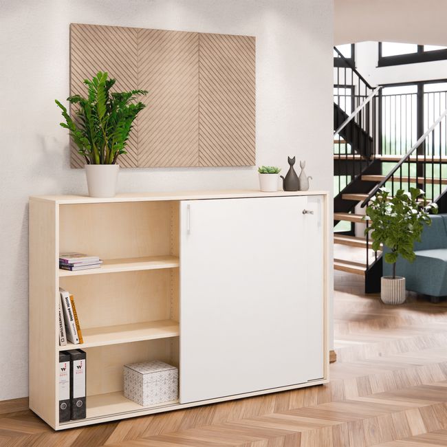 CHOICE Schiebetürenschrank | 3 OH, 1600 x 1095 mm, Ahorn / Weiß