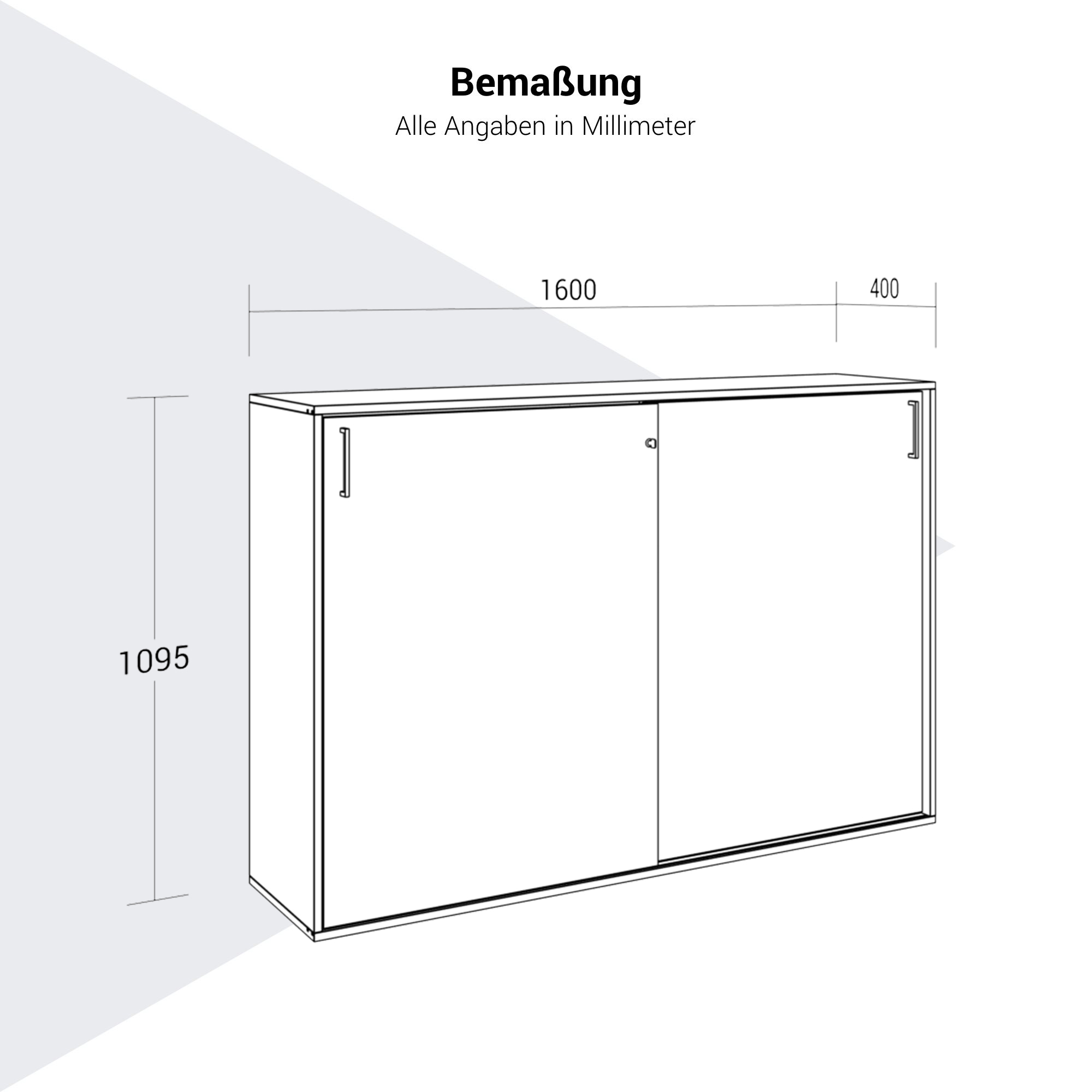Armoire à portes coulissantes CHOICE | 3 OH, 1600 x 1095 mm, gris cubanite - 11 Main Image