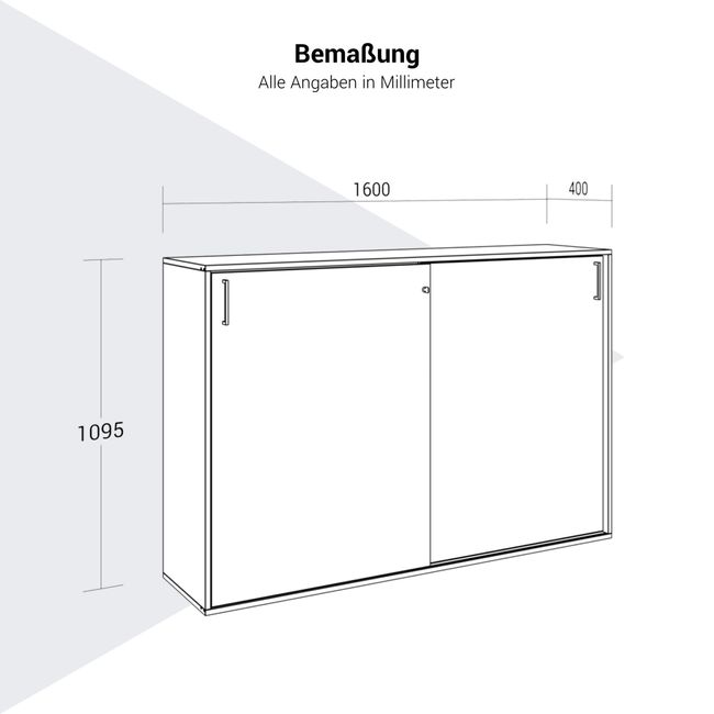 CHOICE Schiebetürenschrank | 3 OH, 1600 x 1095 mm, Cubanitgrau
