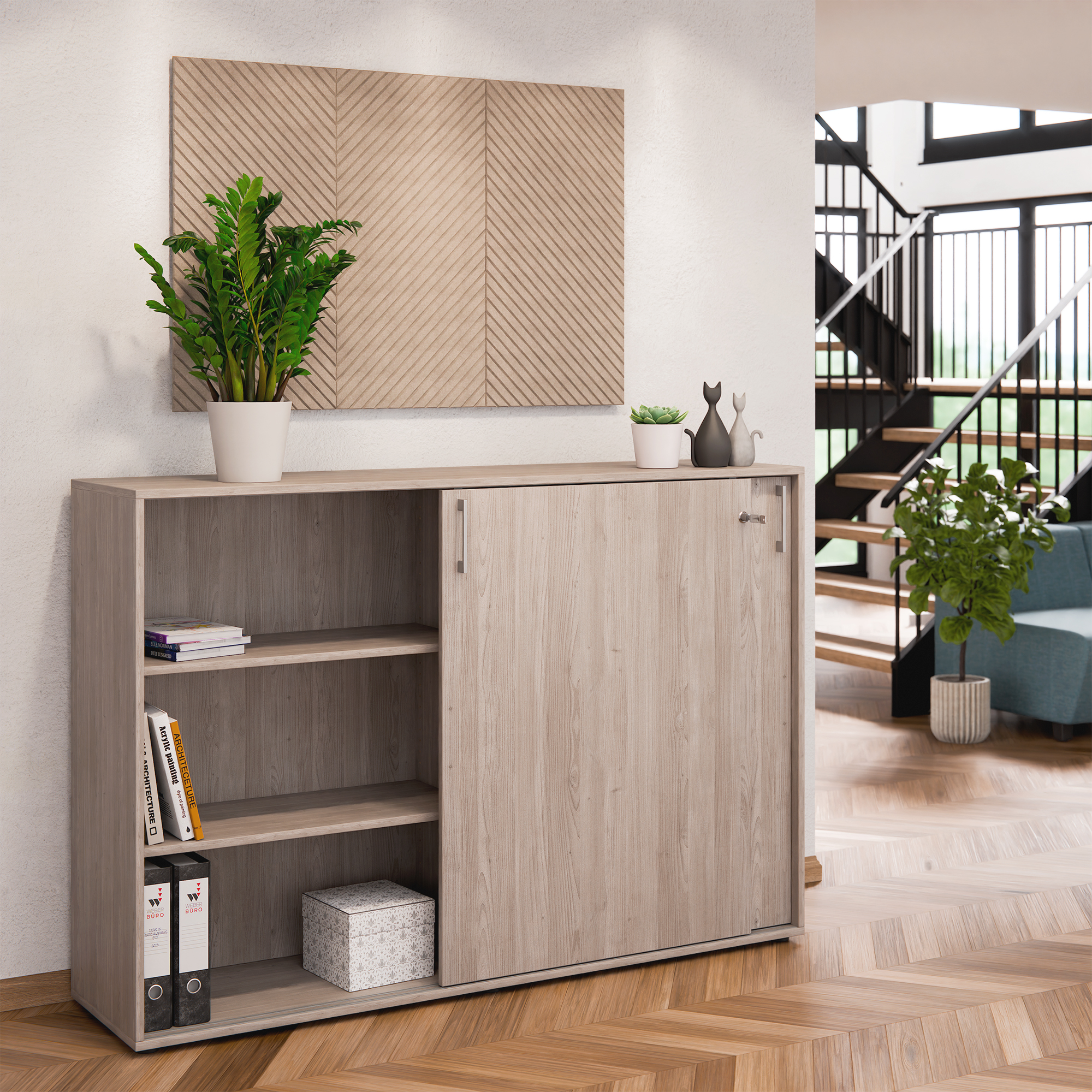 CHOICE Schiebetürenschrank | 3 OH, 1600 x 1095 mm, Nordeiche grau - 2 Main Image