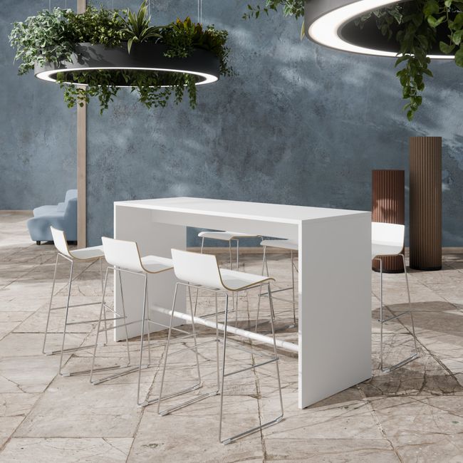 LIGHT & MOON WOOD | Barhocker-Hochtisch Set, Weiß