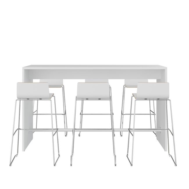 LIGHT & MOON WOOD | Barhocker-Hochtisch Set, Weiß