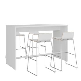 LIGHT & MOON WOOD | Barhocker-Hochtisch Set, Weiß