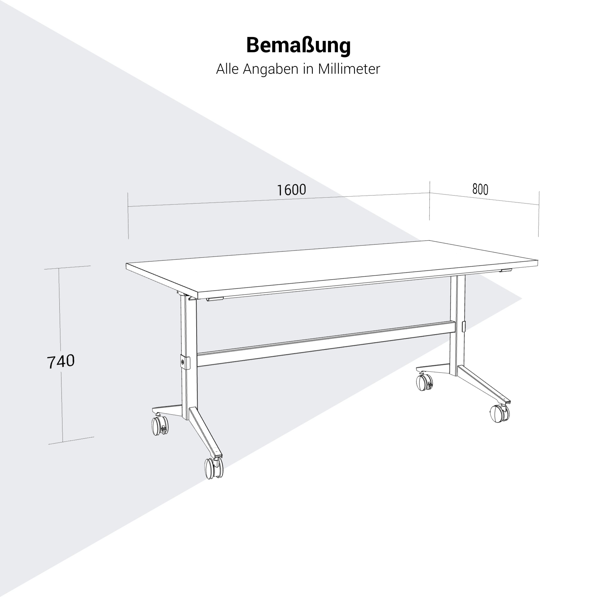 FOTA Klapptisch | 1600 x 800 mm, Rollbar, Klappbar, Weiß - 7 Main Image