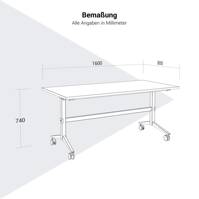 FOTA Klapptisch | 1600 x 800 mm, Rollbar, Klappbar, Weiß