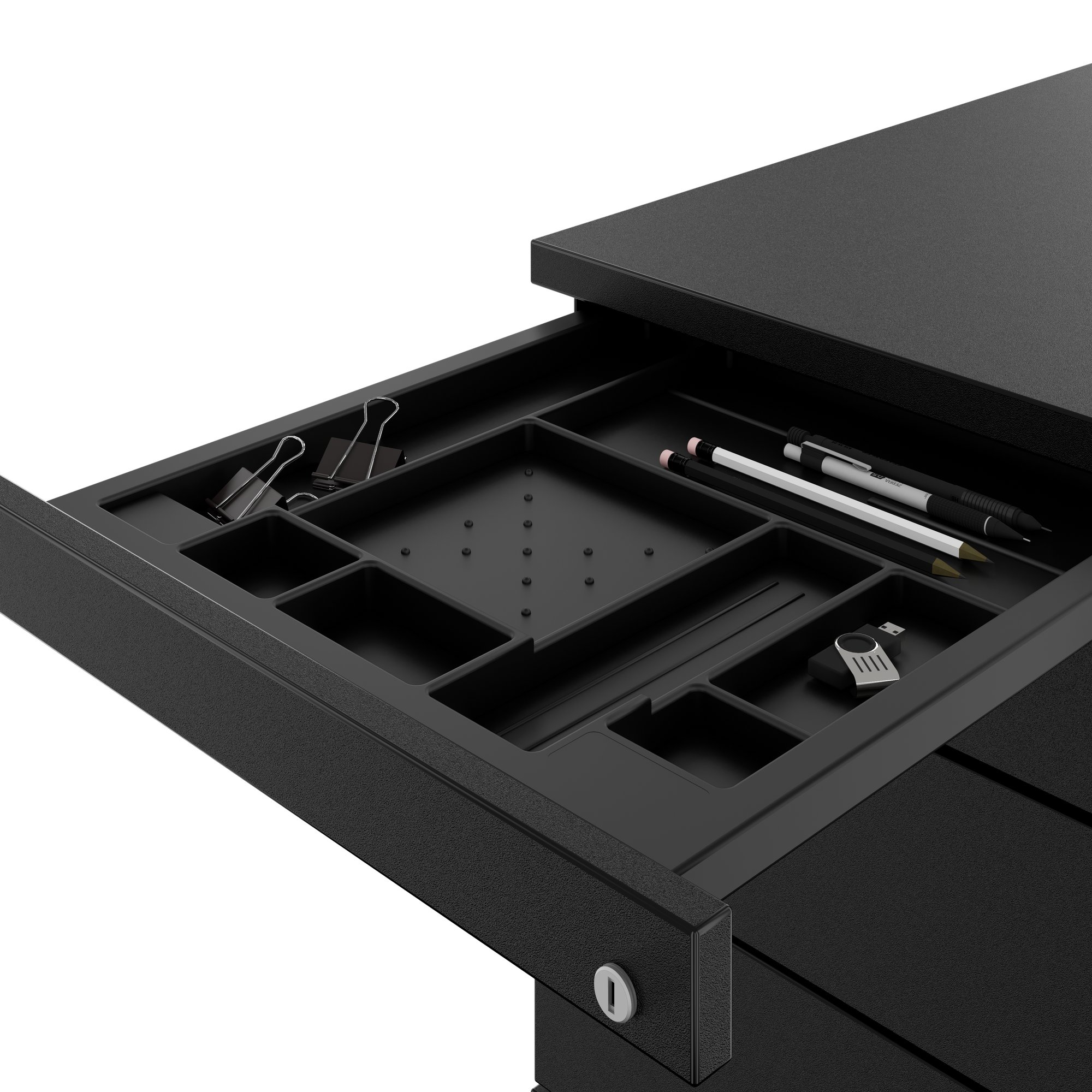 PRO Rollcontainer | 800 mm tief, Kleinteilefach, Soft-Close, Schwarz - 9 Main Image