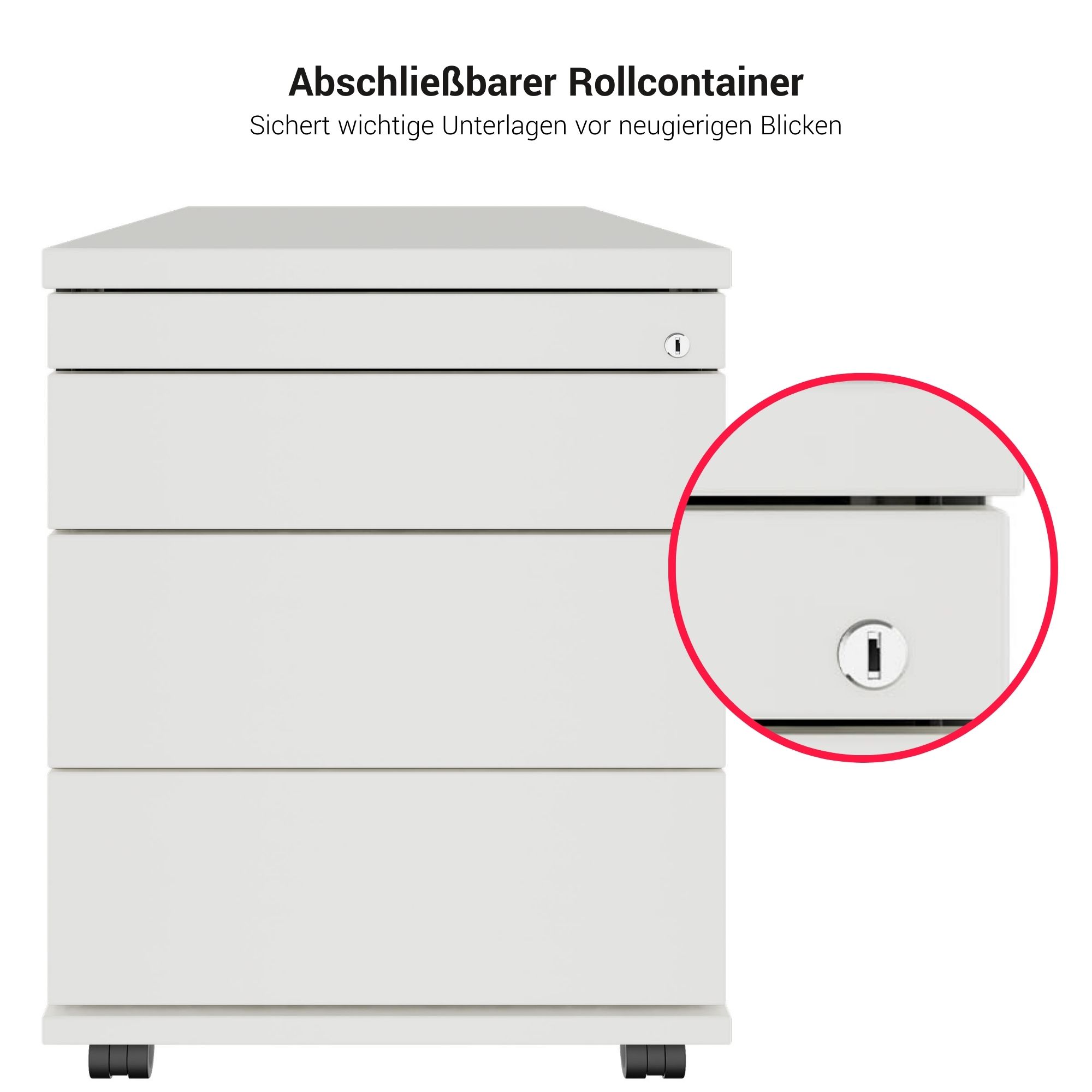 PRO Rollcontainer | 800 mm tief, Kleinteilefach, Soft-Close, Schwarz - 12 Main Image