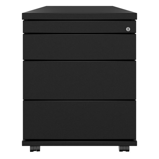 PRO Rollcontainer | 800 mm tief, Kleinteilefach, Soft-Close, Schwarz