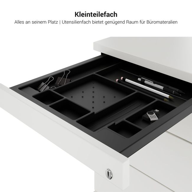 PRO Rollcontainer | 800 mm tief, Kleinteilefach, Soft-Close, Schwarz