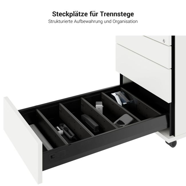 PRO Rollcontainer | 800 mm tief, Kleinteilefach, Soft-Close, Schwarz