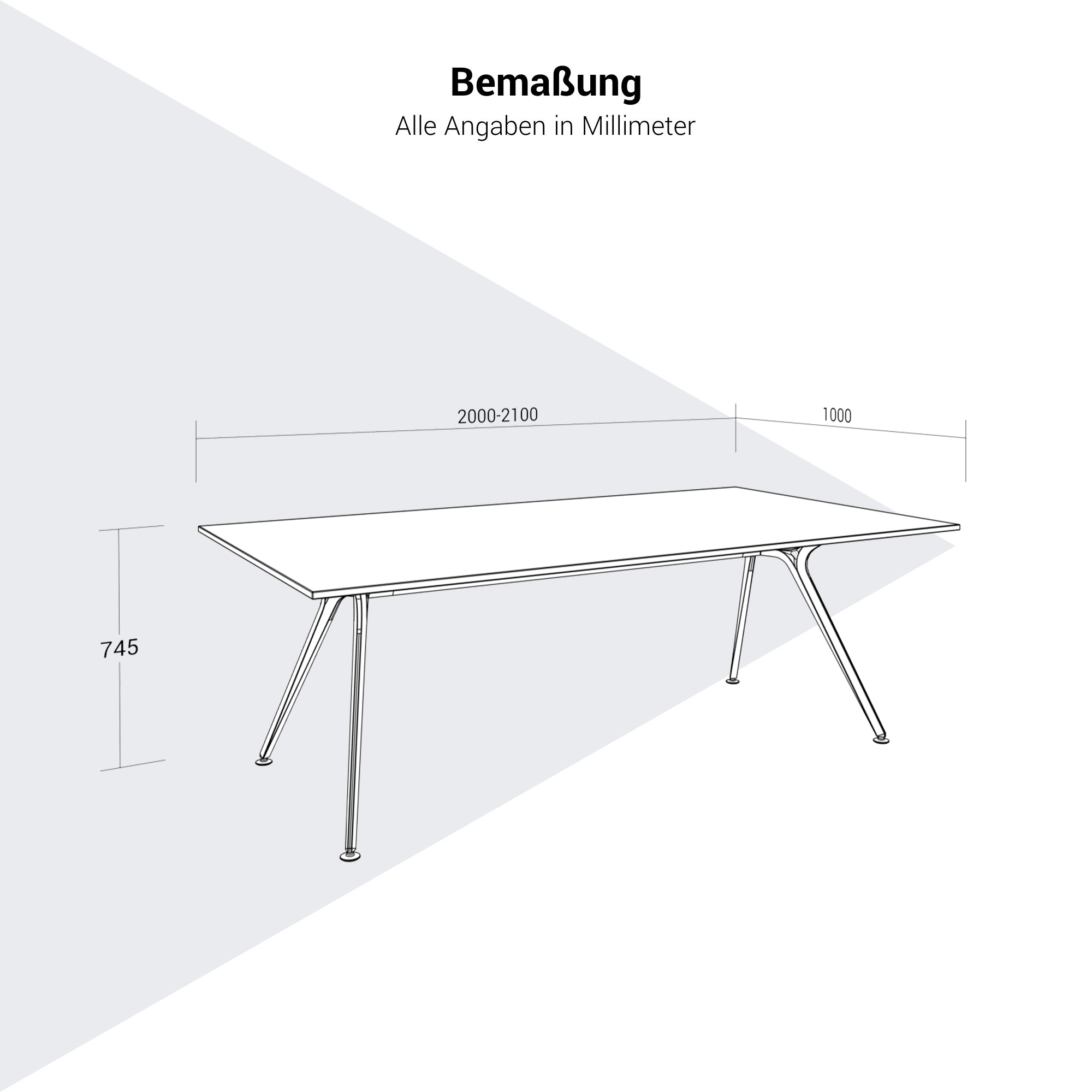 ARKONIS Schreibtisch | 2000-2200 x 745 mm, Glasplatte - 12 Main Image