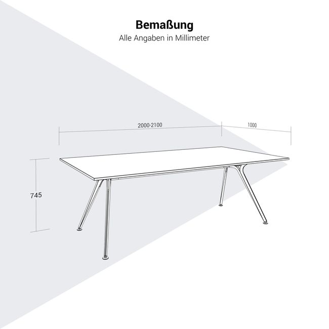 ARKONIS Schreibtisch | 2000-2200 x 745 mm, Glasplatte