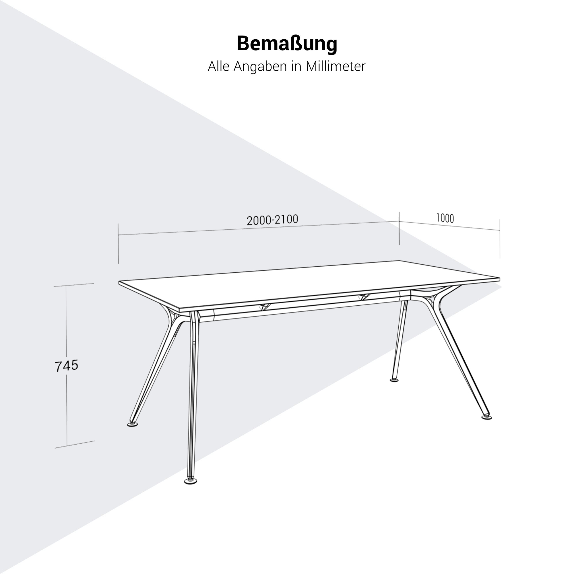 ARKONIS Schreibtisch | 2000-2200 x 745 mm, optionale Kabelklappe und Kniesichtblende - 26 Main Image