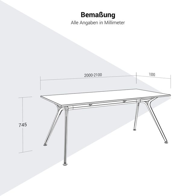 ARKONIS Schreibtisch | 2000-2200 x 745 mm, optionale Kabelklappe und Kniesichtblende