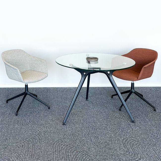 ARKONIS Besprechungstisch | 1000-1600 x 745 mm, rund, Glasplatte