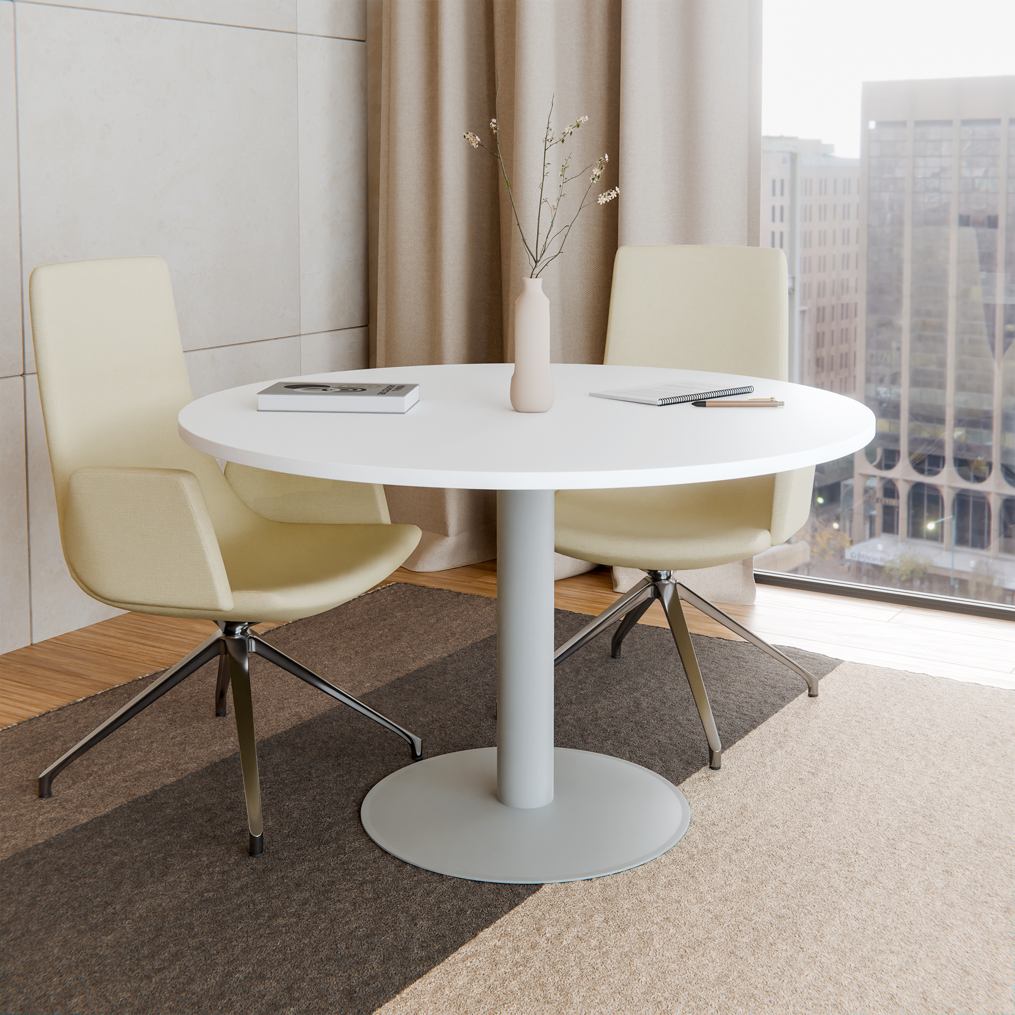 OPTIMA Besprechungstisch | Rund, Ø800-1500 mm, Weiß - 5 Main Image