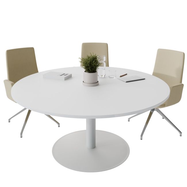 OPTIMA Besprechungstisch | Rund, Ø800-1500 mm, Weiß