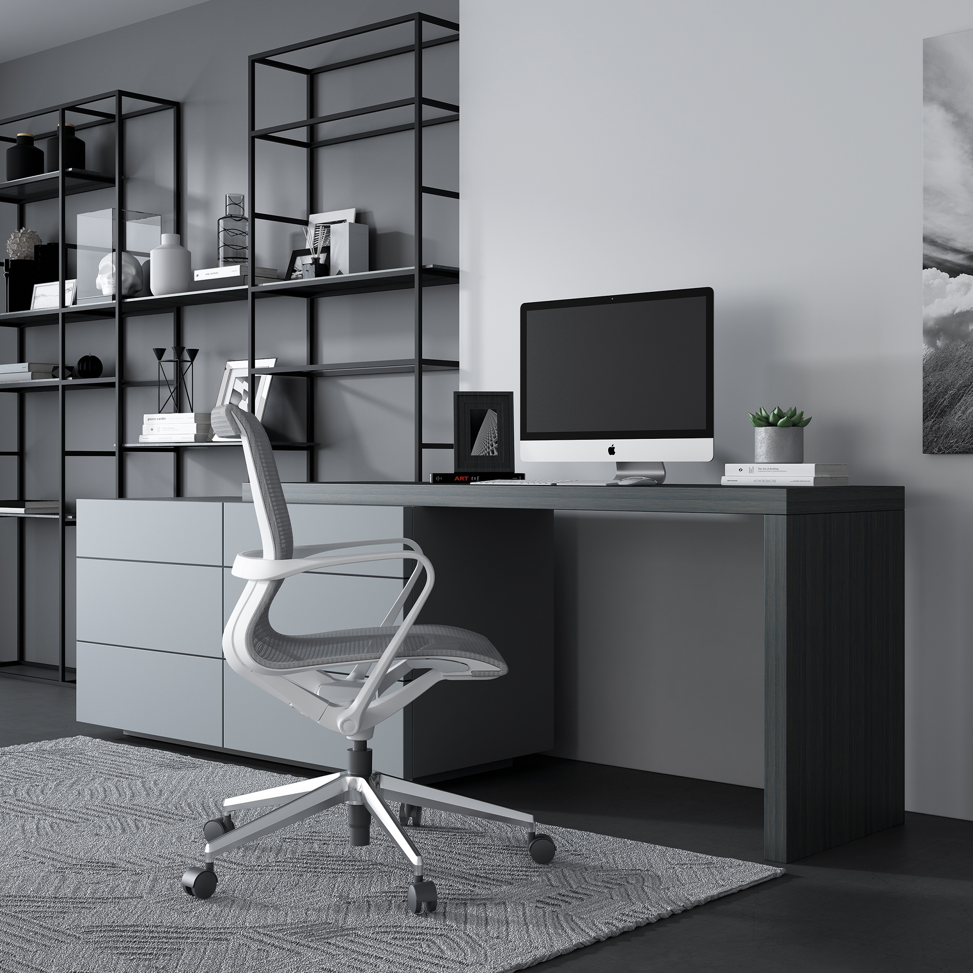 PROV Bürodrehstuhl | Atmungsaktiver Netzrücken, Wippmechanik, Grau - 2 Main Image