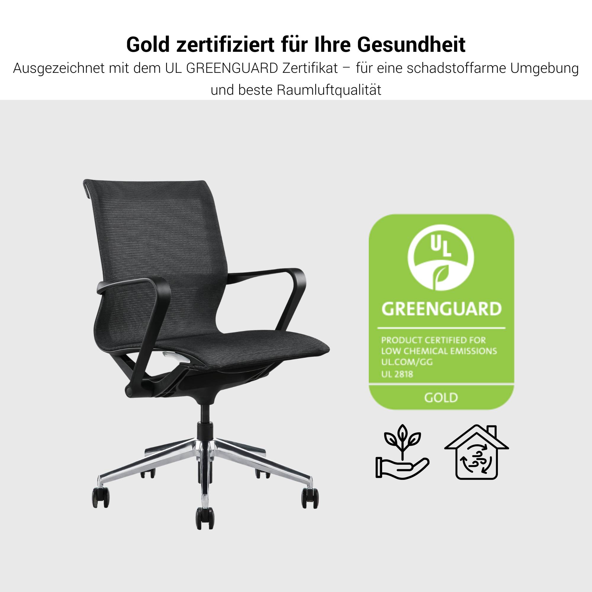 PROV Bürodrehstuhl | Atmungsaktiver Netzrücken, Wippmechanik, Grau - 12 Main Image