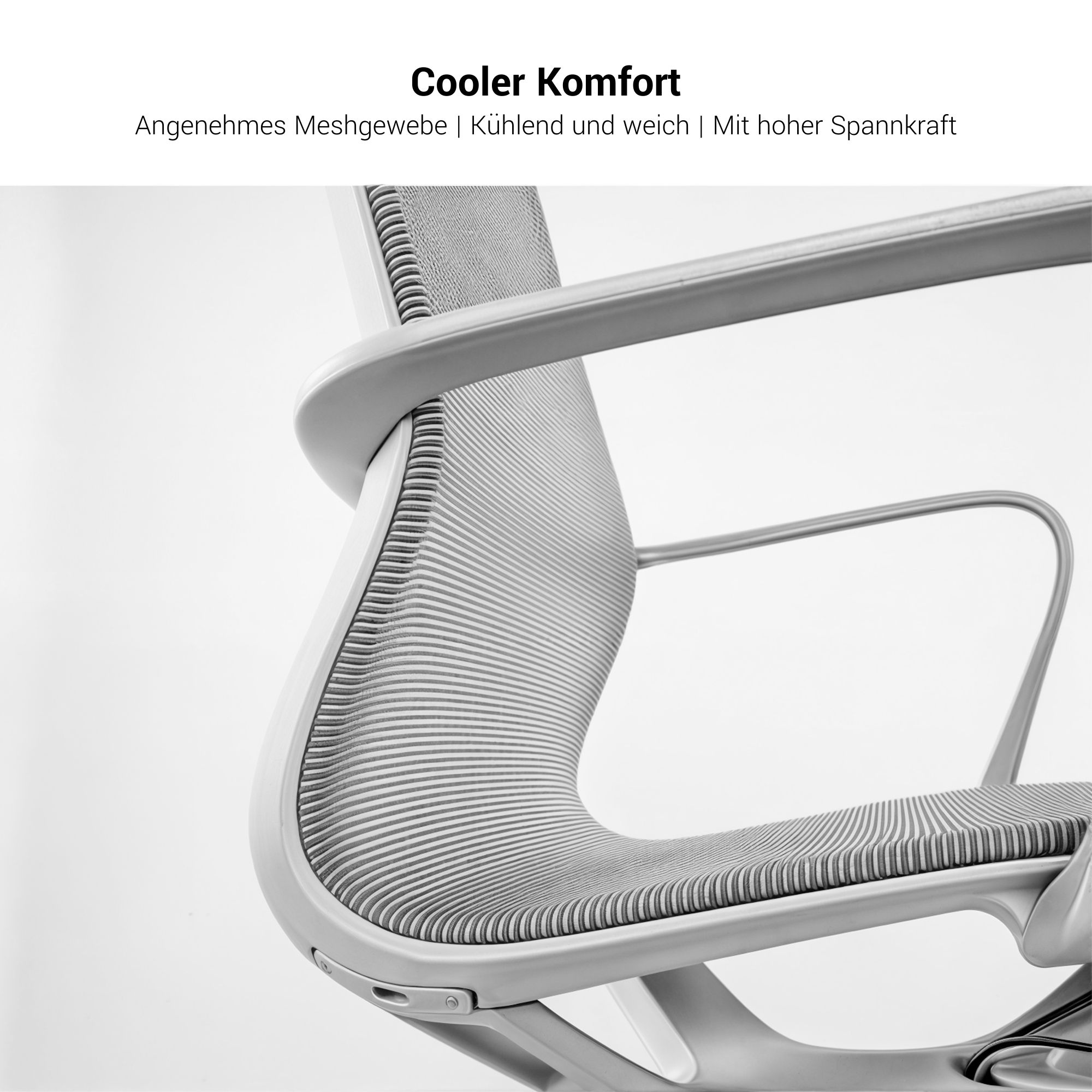 PROV Bürodrehstuhl | Atmungsaktiver Netzrücken, Wippmechanik, Grau - 10 Main Image