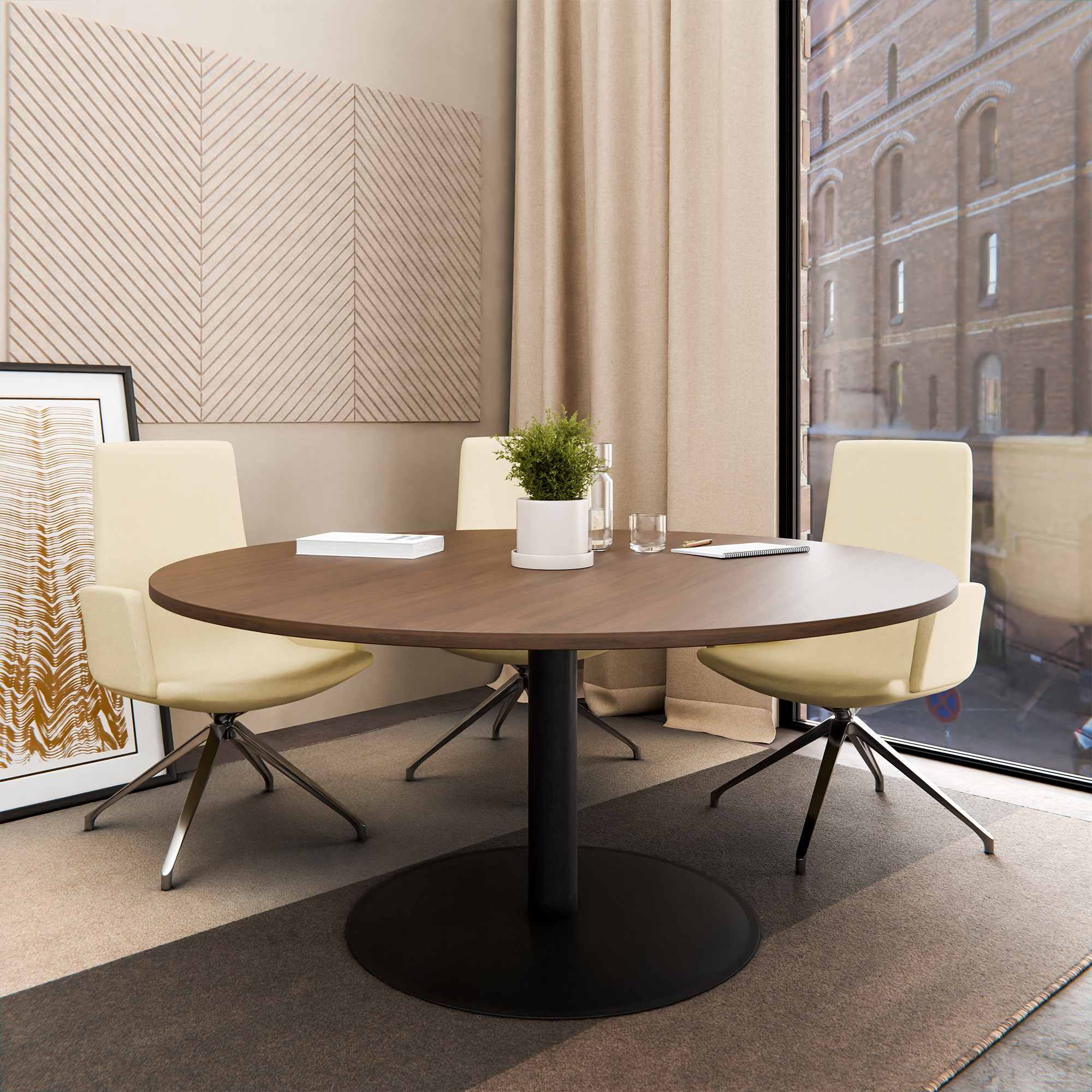 OPTIMA Besprechungstisch | Rund, Ø800-1200 mm, Nussbaum - 5 Main Image