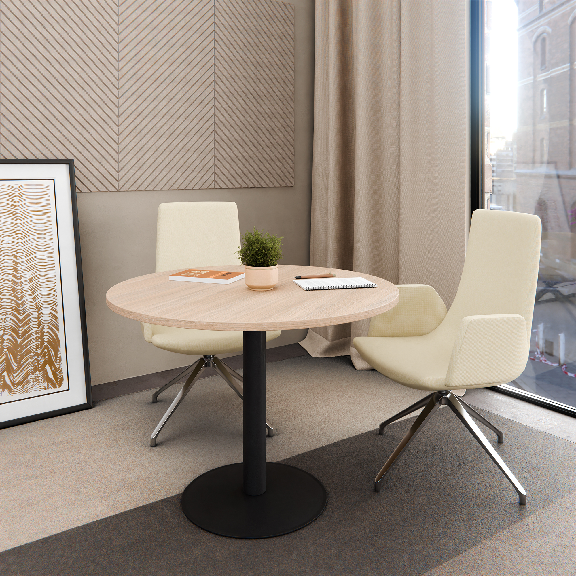 OPTIMA Besprechungstisch | Rund, Ø800-1500 mm, Bernsteineiche - 5 Main Image