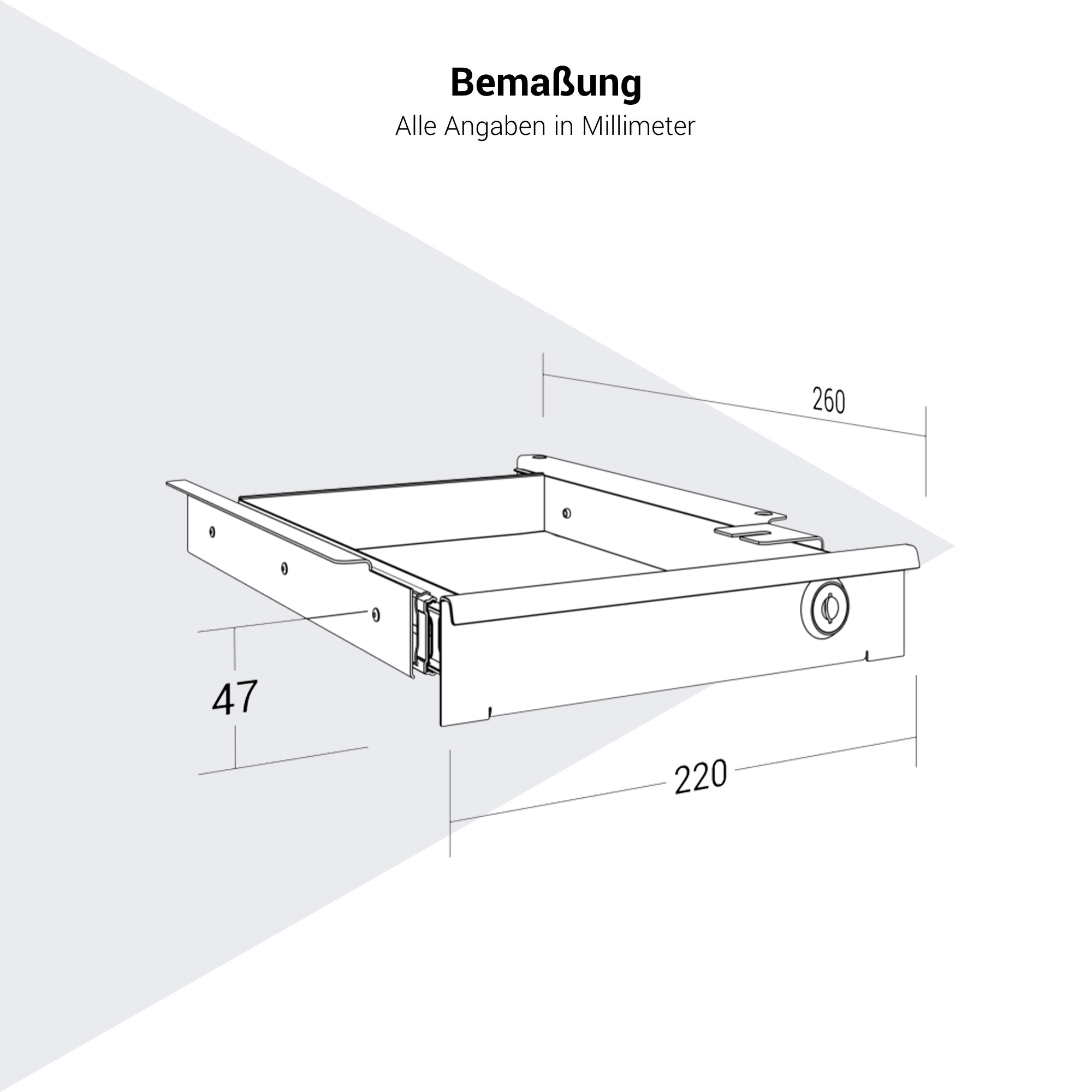 STASH Unterbauschublade |  Abschließbar, Metall, 220 x 260 mm - 5 Main Image