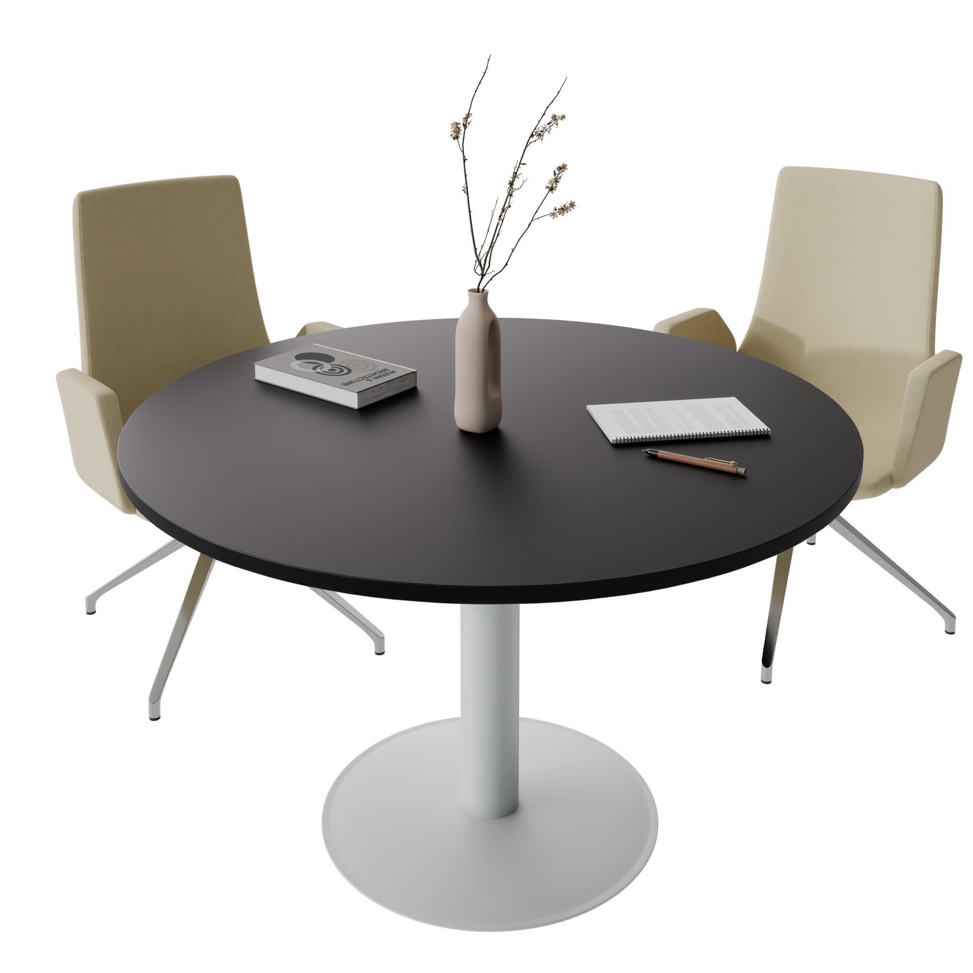 OPTIMA Besprechungstisch | Rund, Ø800-1500 mm, Schwarz - 2 Main Image