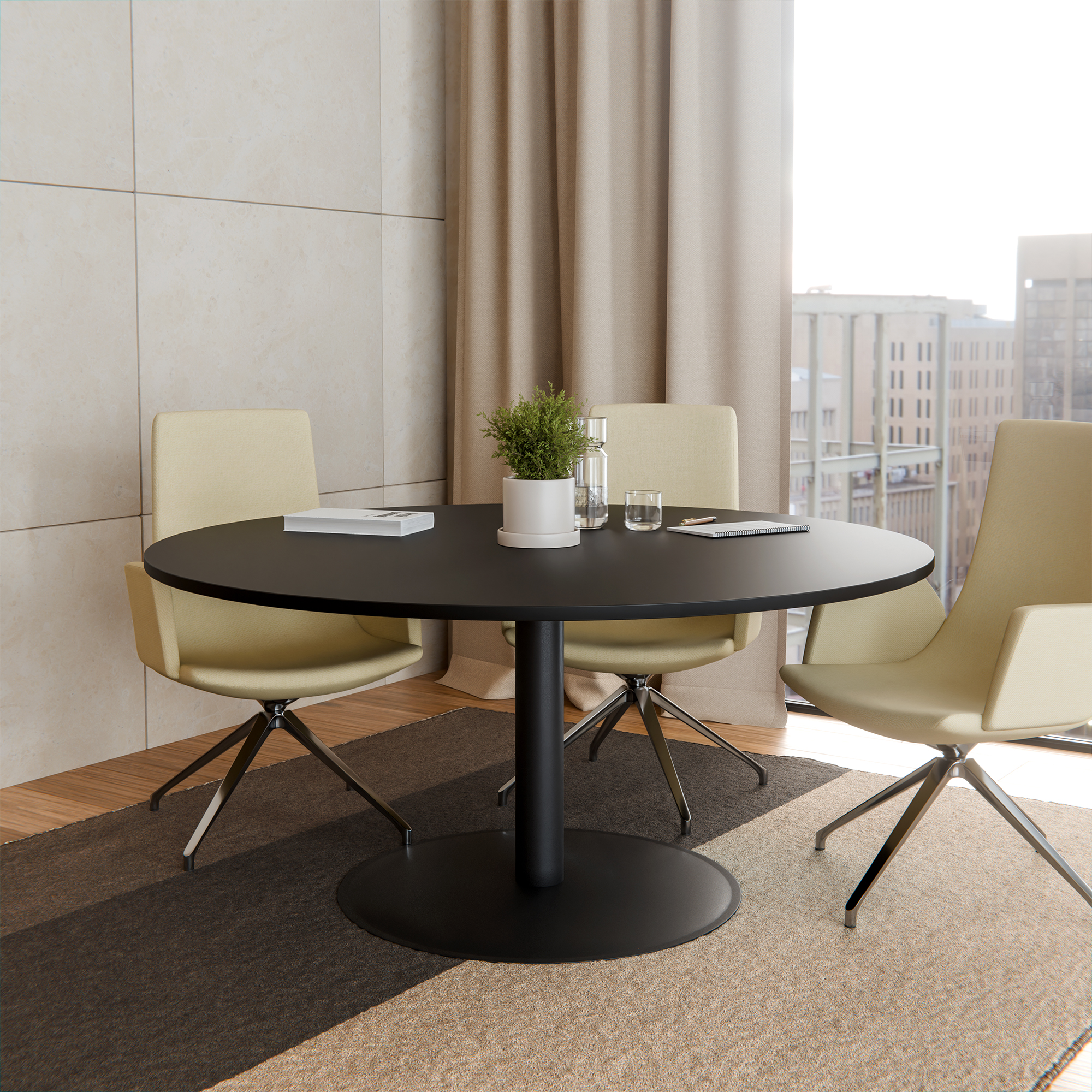 OPTIMA Besprechungstisch | Rund, Ø800-1500 mm, Schwarz - 9 Main Image