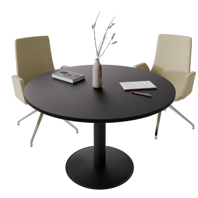 OPTIMA Besprechungstisch | Rund, Ø800-1500 mm, Schwarz