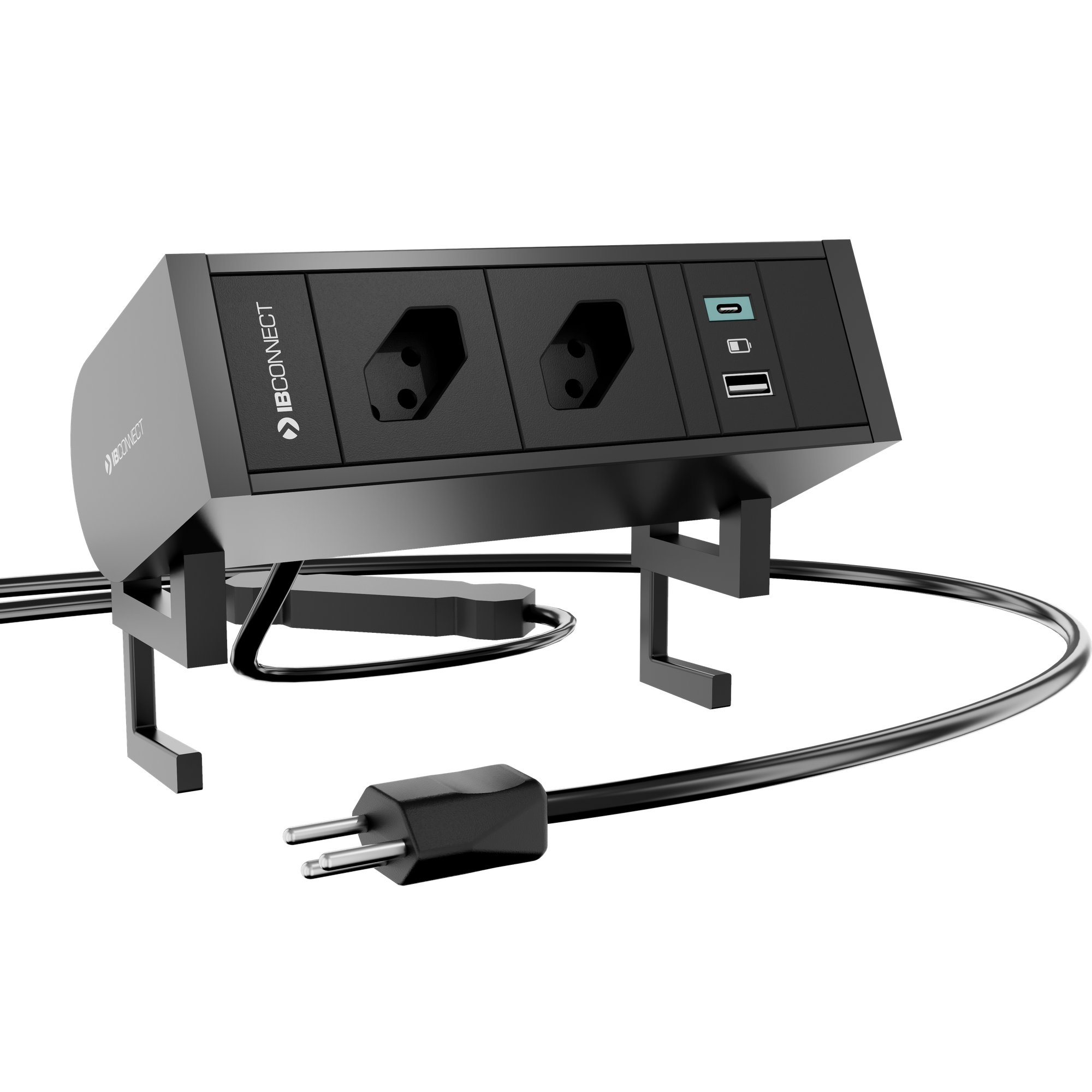 UNI Aufsatz-Steckdosenleiste | 2 Netzsteckdosen & Doppel-USB-Schnellladegerät - 5 Main Image