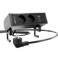 UNI Aufsatz-Steckdosenleiste | 2 Netzsteckdosen & Doppel-USB-Schnellladegerät