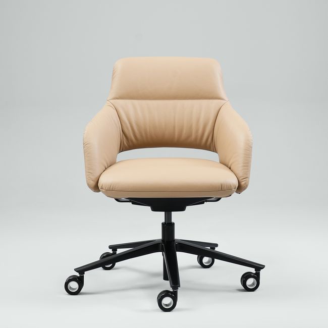 SANDIE Bürodrehstuhl | Niedrige Rückenlehne, Synchronmechanik, 5-Stern-Fußkreuz