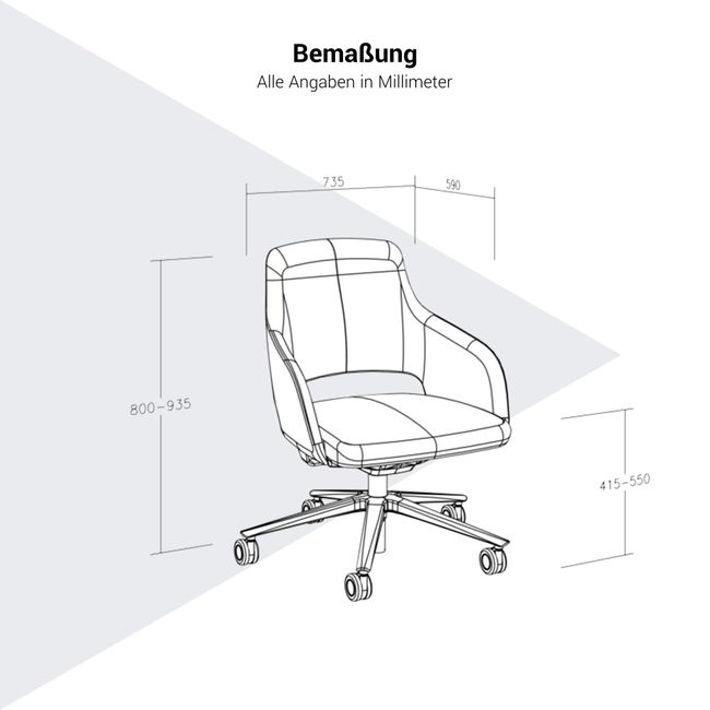SANDIE Bürodrehstuhl | Niedrige Rückenlehne, Synchronmechanik, 5-Stern-Fußkreuz