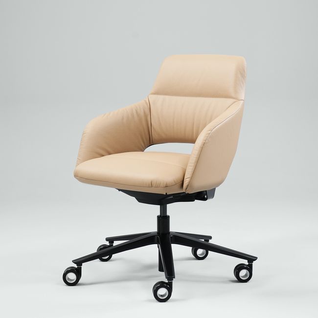 SANDIE Bürodrehstuhl | Niedrige Rückenlehne, Synchronmechanik, 5-Stern-Fußkreuz