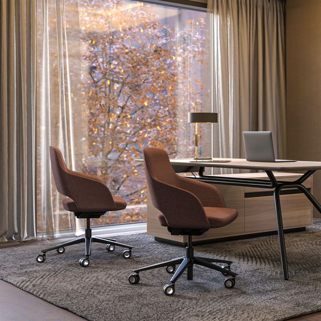 SANDIE Bürodrehstuhl | Niedrige Rückenlehne, Synchronmechanik, 5-Stern-Fußkreuz